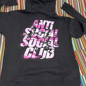 Today only sale  Anti Social Social Club Black Hoodie  pink White size small New